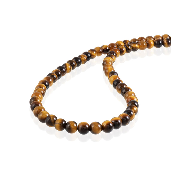 Tiger's Eye Beads Silver Necklace: Strength and Style Combined