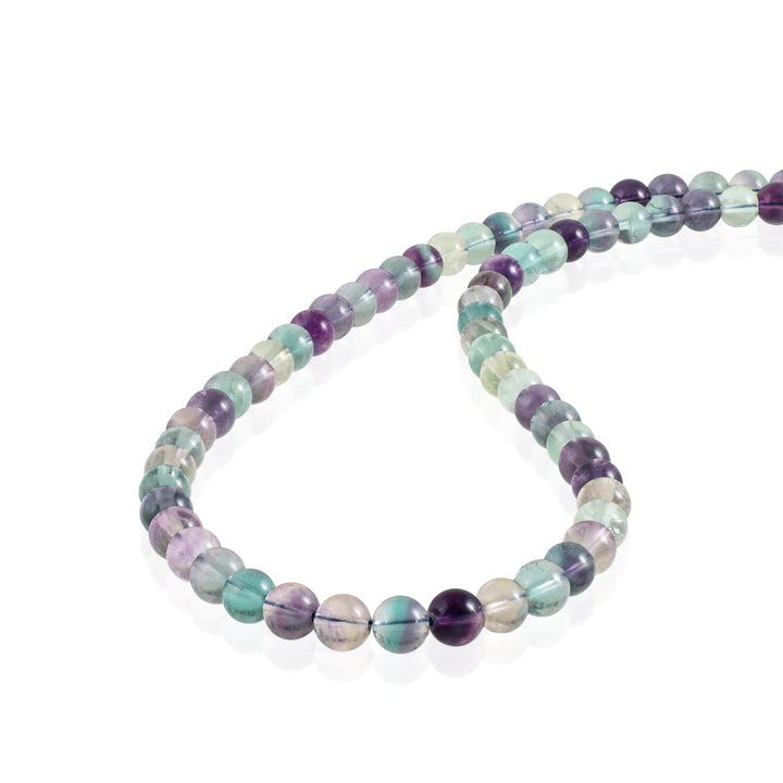 Fluorite Beads Silver Necklace: Clarity and Sophistication