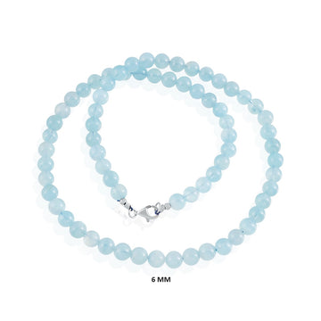 Aquamarine Beads Silver Necklace: Confidence and Tranquility