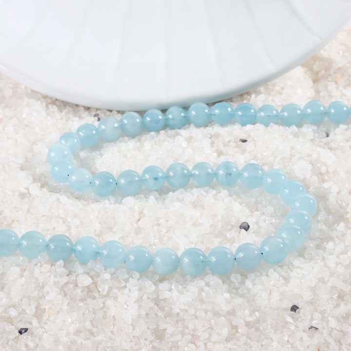 Aquamarine Beads Silver Necklace: Confidence and Tranquility