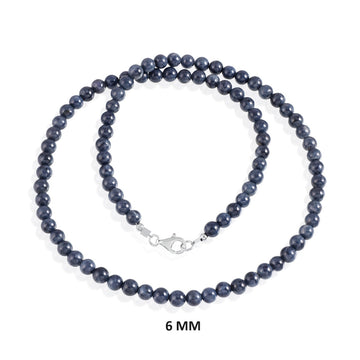 Blue Sapphire Beads Silver Necklace: Royalty and Wisdom