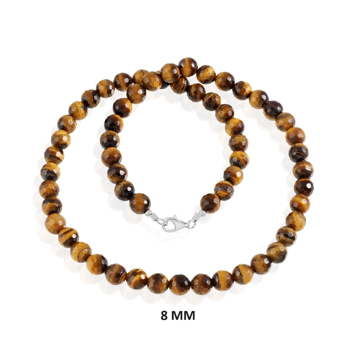 Tiger's Eye Beads Silver Necklace: Confidence and Strength