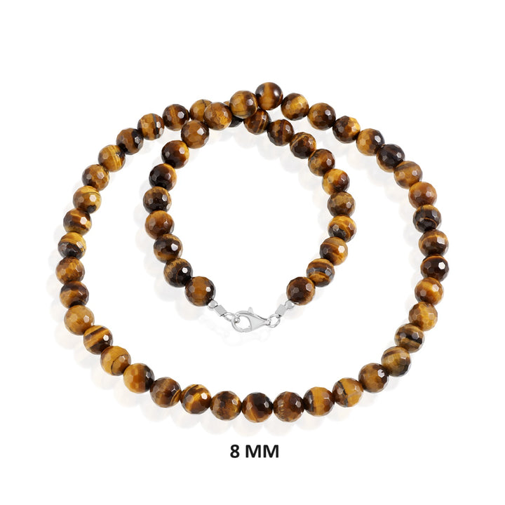 Tiger's Eye Beads Silver Necklace: Confidence and Strength