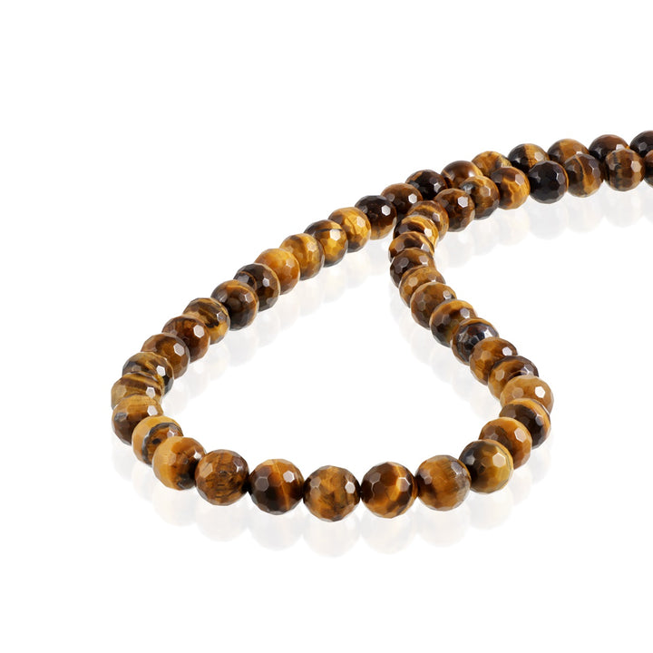 Tiger's Eye Beads Silver Necklace: Confidence and Strength