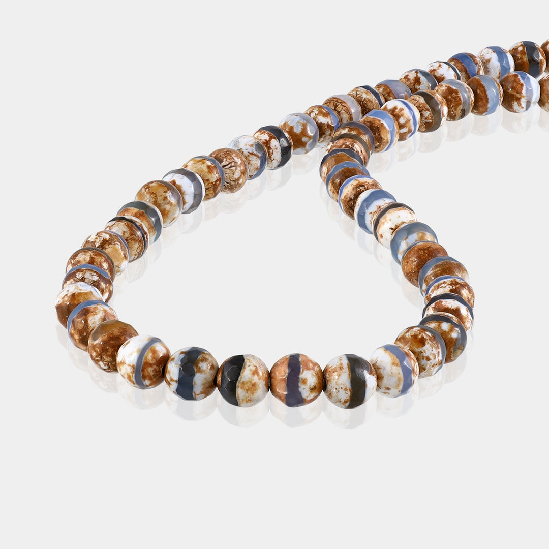 Harmony Unveiled: Tibetan Agate Stretchable Necklace