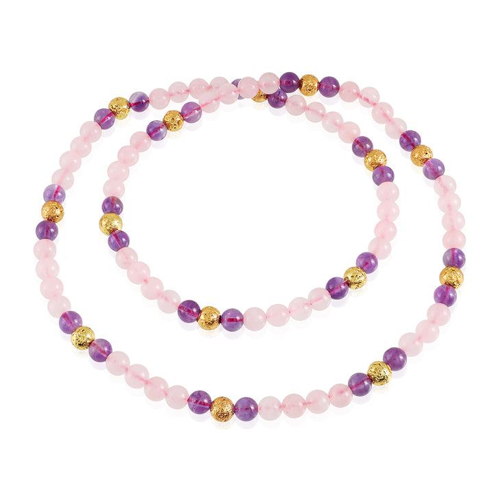 Amethyst, Rose Quartz, and Lava Stretchable Necklace