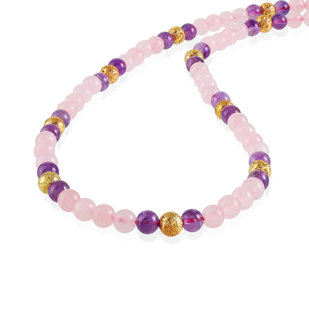 Amethyst, Rose Quartz, and Lava Stretchable Necklace