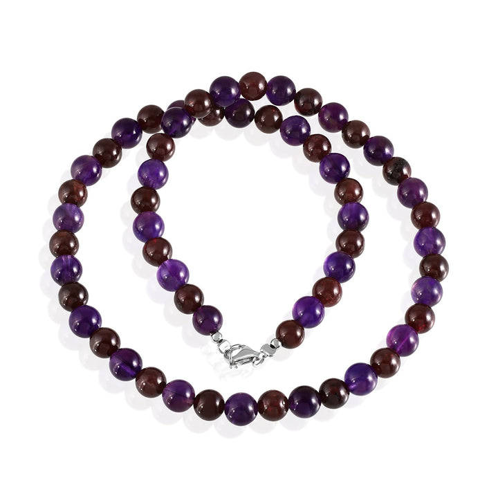 Amethyst and Garnet Silver Necklace