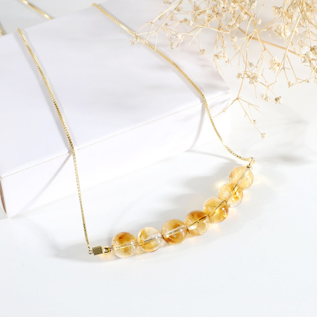 Citrine Silver Bolo Chain Necklace