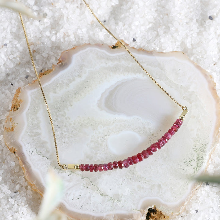 Ruby Silver Bolo Chain Necklace