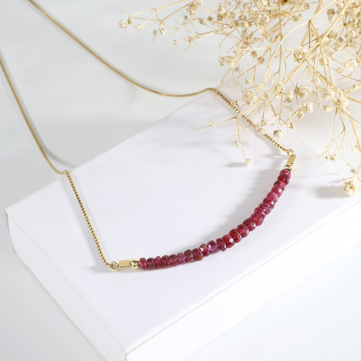 Ruby Silver Bolo Chain Necklace