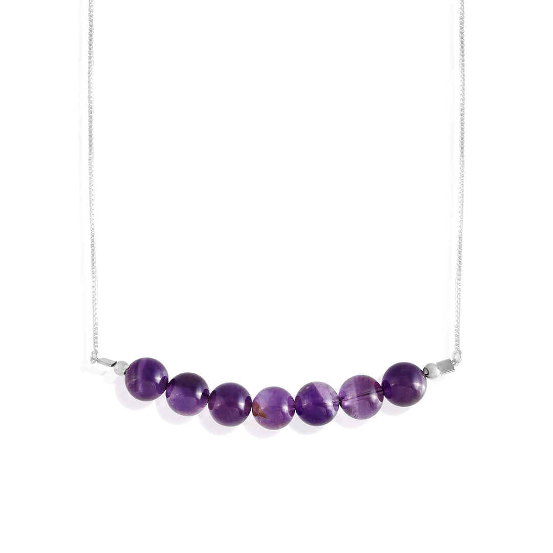 Amethyst Silver Bolo Chain Necklace