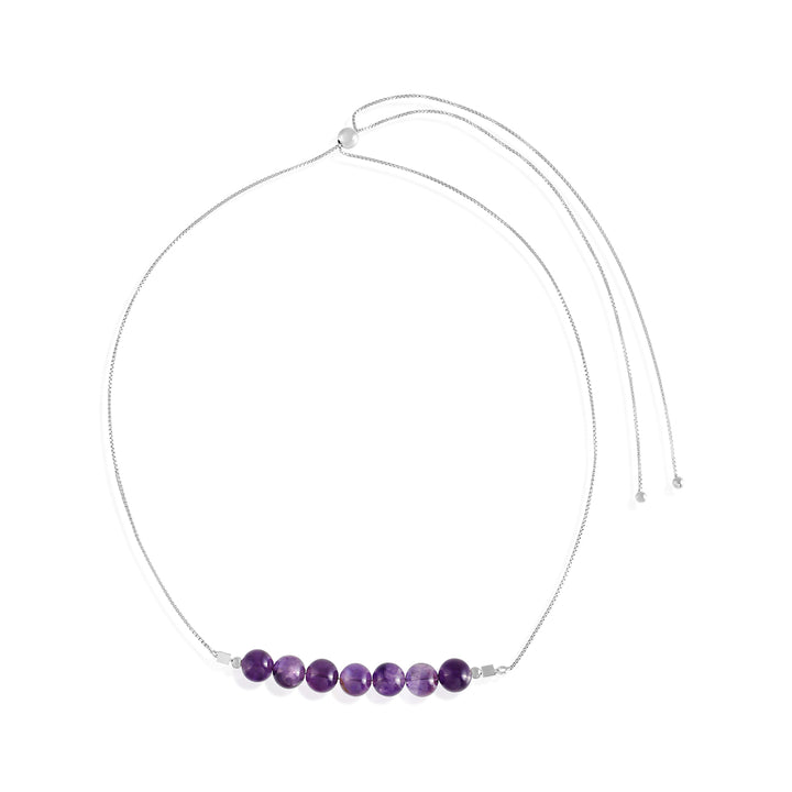 Amethyst Silver Bolo Chain Necklace