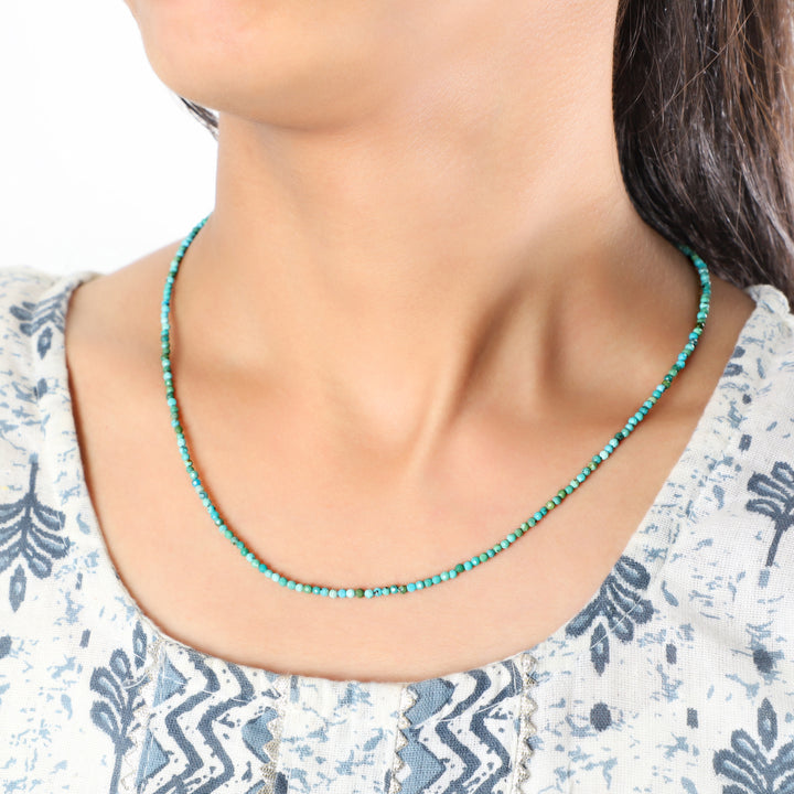 Turquoise Beads Silver Necklace - A Timeless Beauty