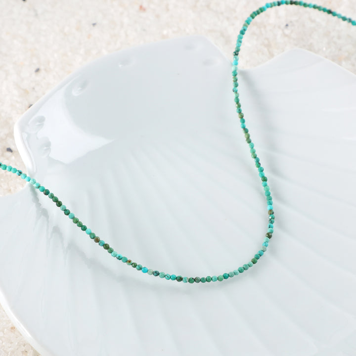 Turquoise Beads Handmade Silver Necklace 