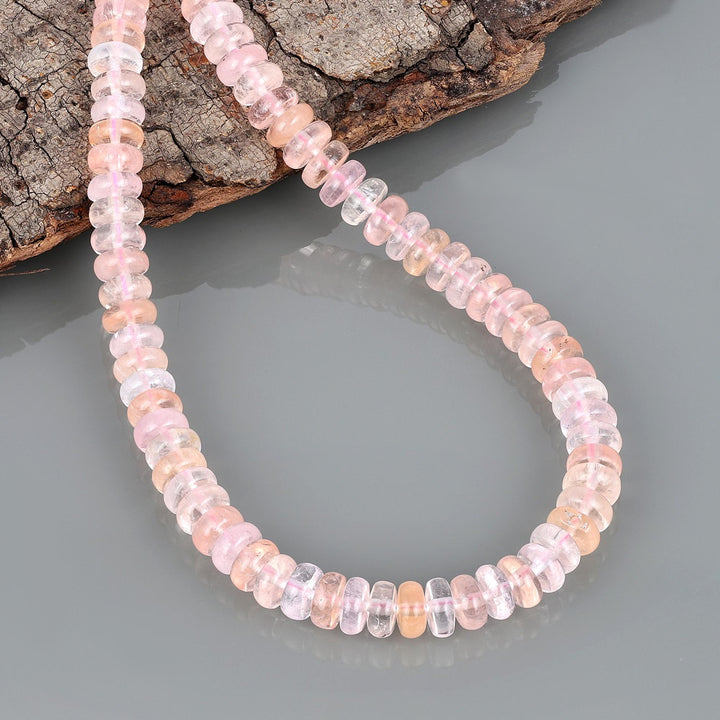 Close-up of "Ethereal Blush" Morganite Rondelle Necklace