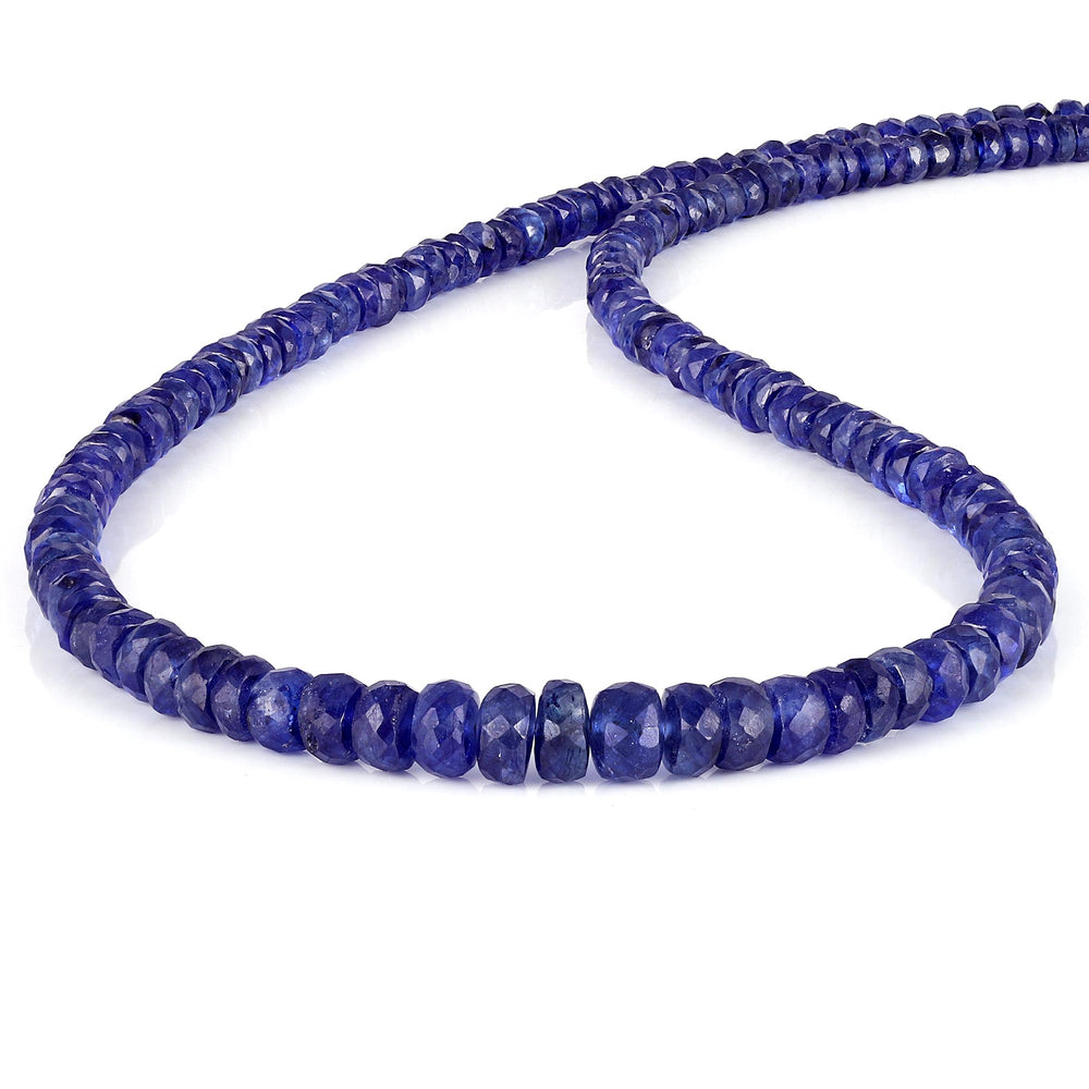 Close-up of Faceted Rondelle Blue Sapphire Beads