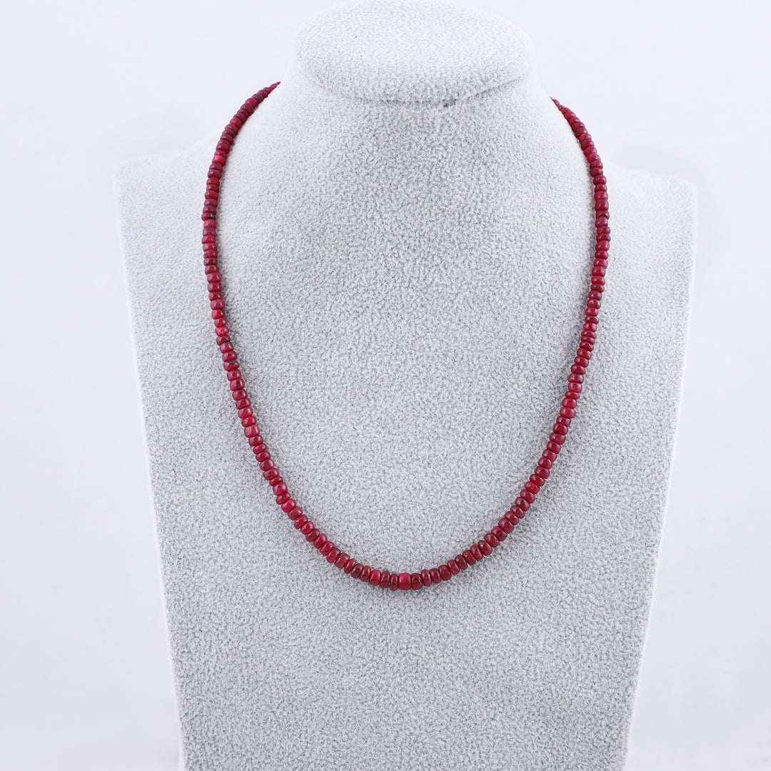 Ruby Beads Sterling Silver Necklace