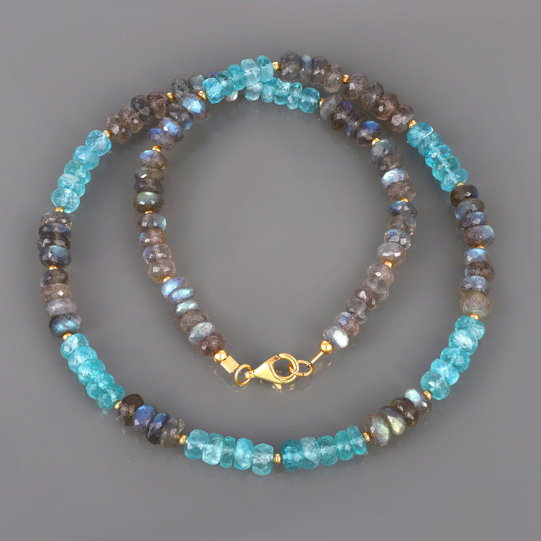 Apatite and Labradorite Silver Unisex Necklace