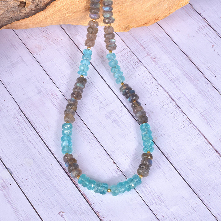 Apatite and Labradorite Silver Unisex Necklace