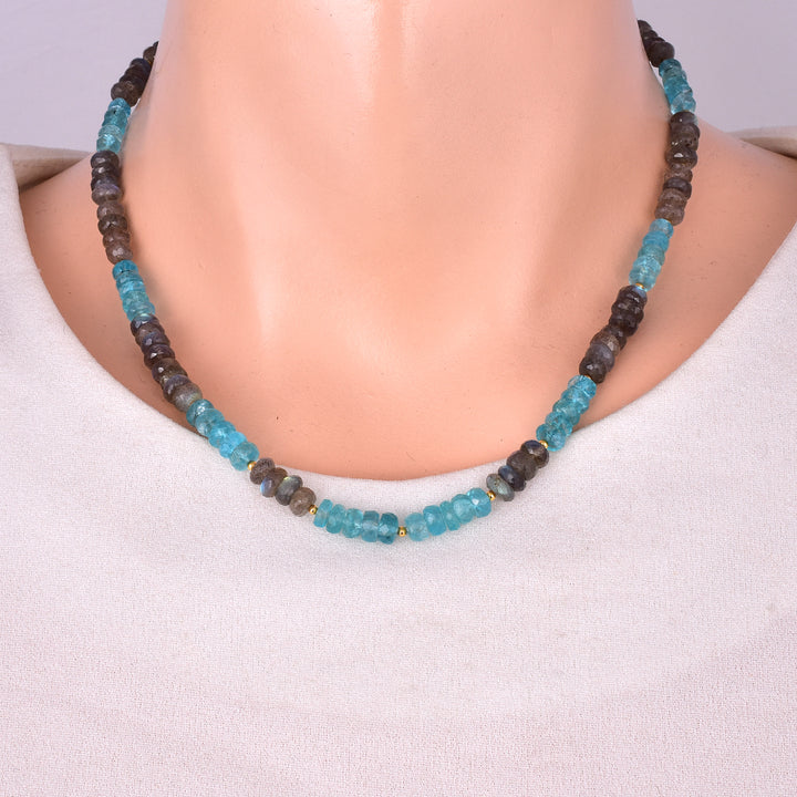 Apatite and Labradorite Silver Unisex Necklace