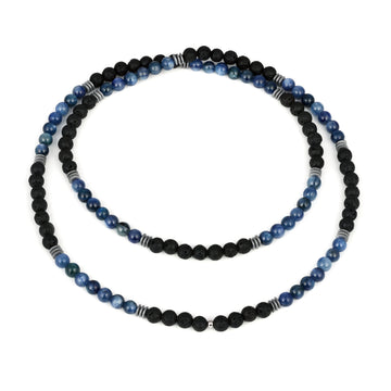 Kyanite, Lava and Hematite Beads Necklace