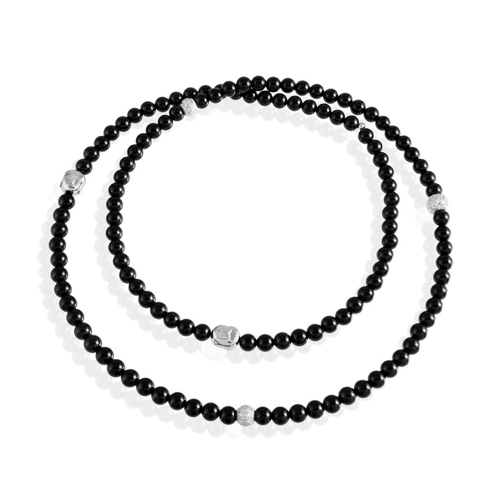 Black Onyx and Hematite Beads Necklace