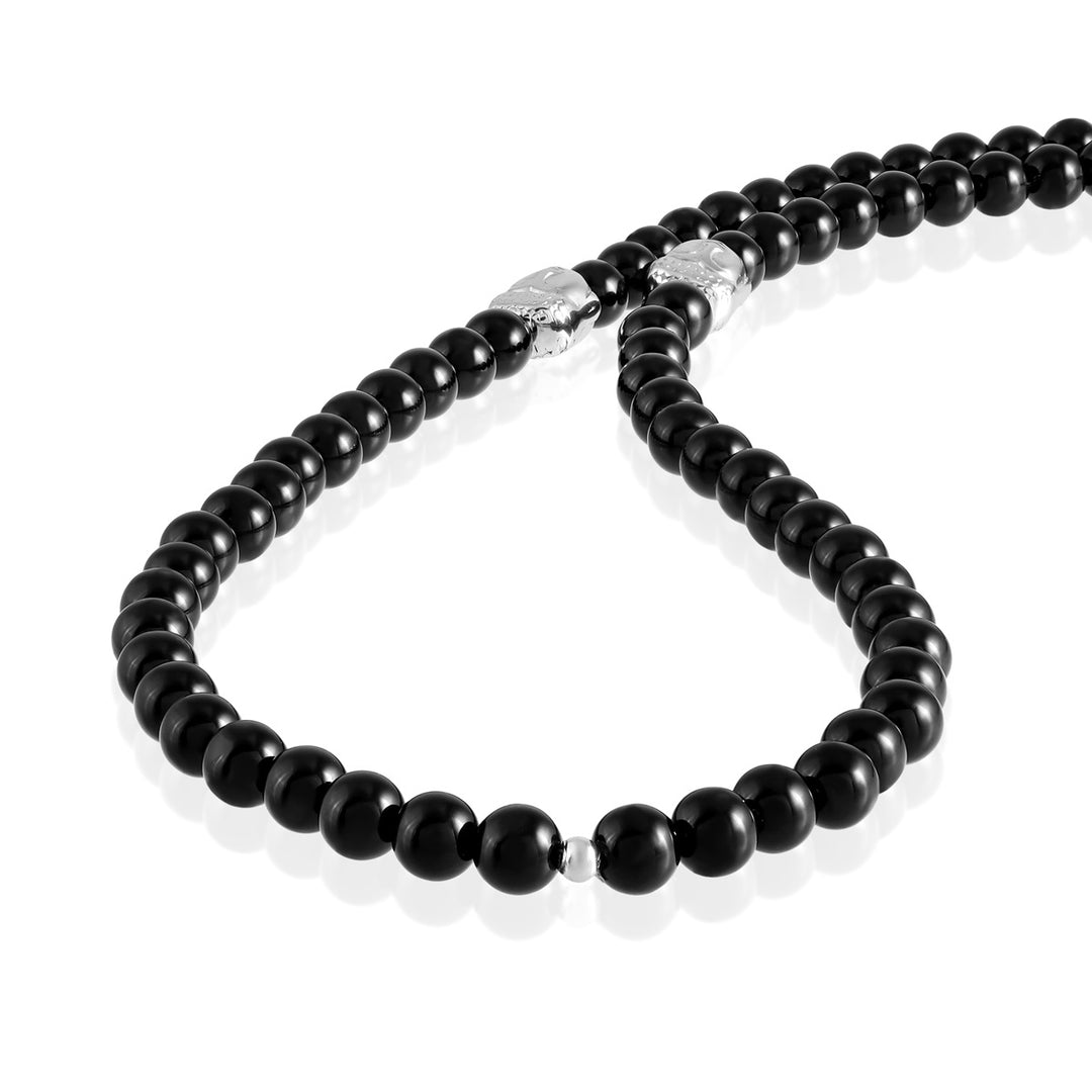 Black Onyx and Hematite Beads Necklace