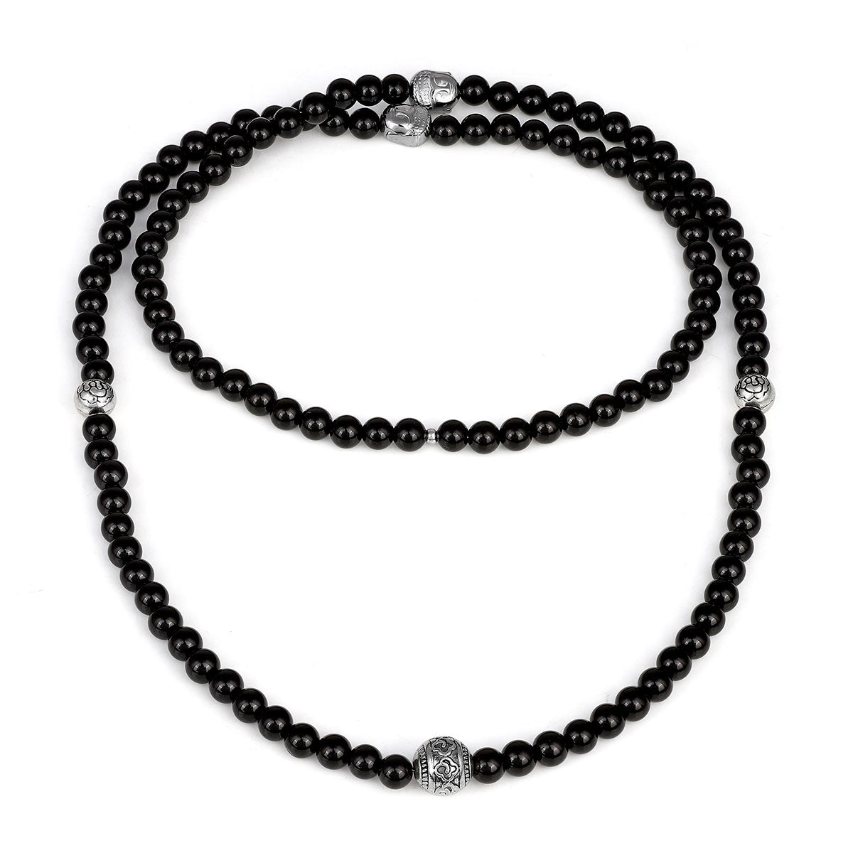 Black Onyx and Hematite Beads Necklace