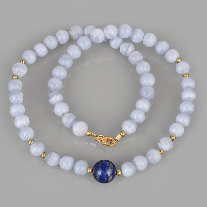 Blue Lace Agate and Lapis Lazuli Choker Necklace