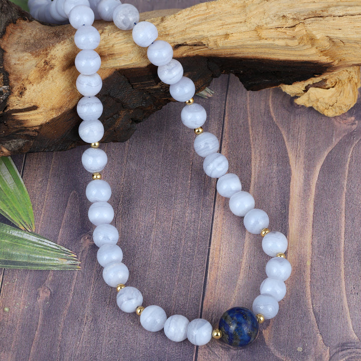 Blue Lace Agate and Lapis Lazuli Choker Necklace