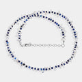 Handmade 925 silver necklace with crystal quartz and lapis lazuli gemstone beads