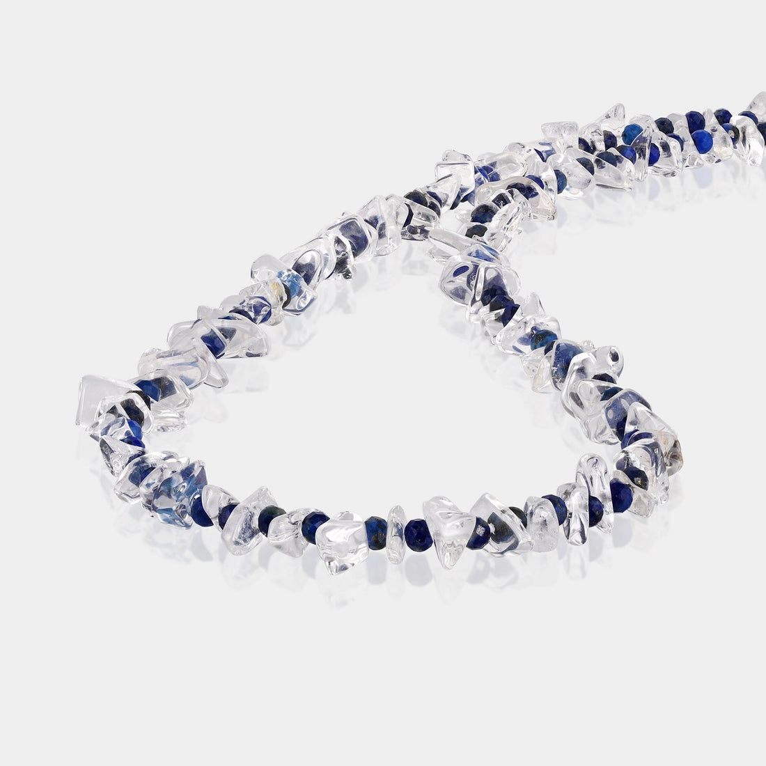 Handmade 925 silver necklace with crystal quartz and lapis lazuli gemstone beads