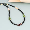 Experience the beauty of this meticulously crafted 925 silver necklace adorned with vibrant gemstone beads.