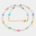 Crystal Quartz and Multicolor Opal Silver Necklace