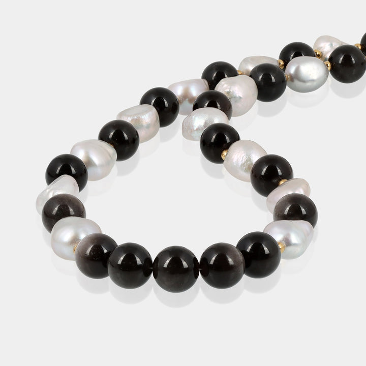 Smooth round black obsidian gemstone beads