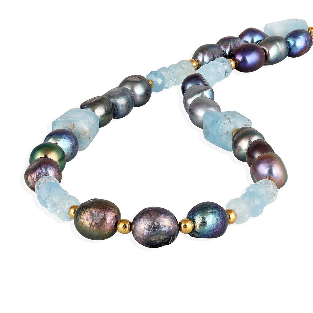 Smooth tumble-shaped mystic black pearl beads