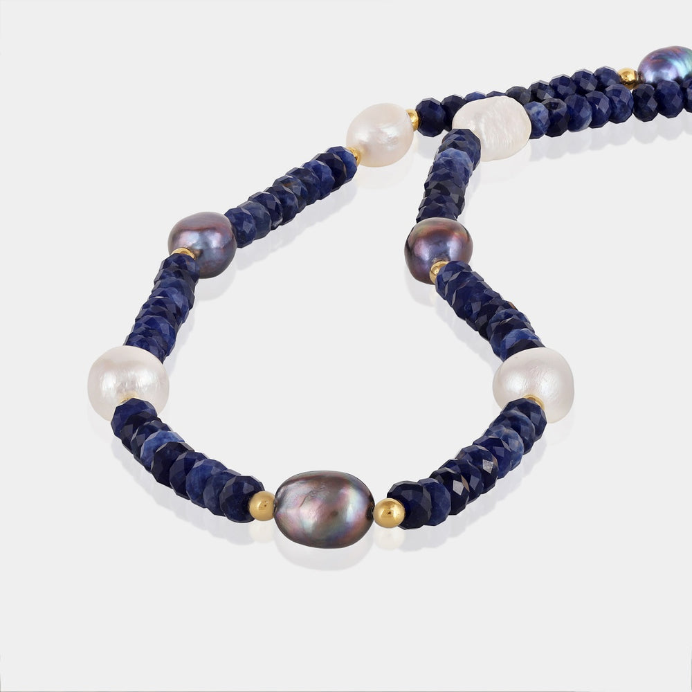 Combination of gemstones and silver, creating a captivating and versatile necklace for any occasion