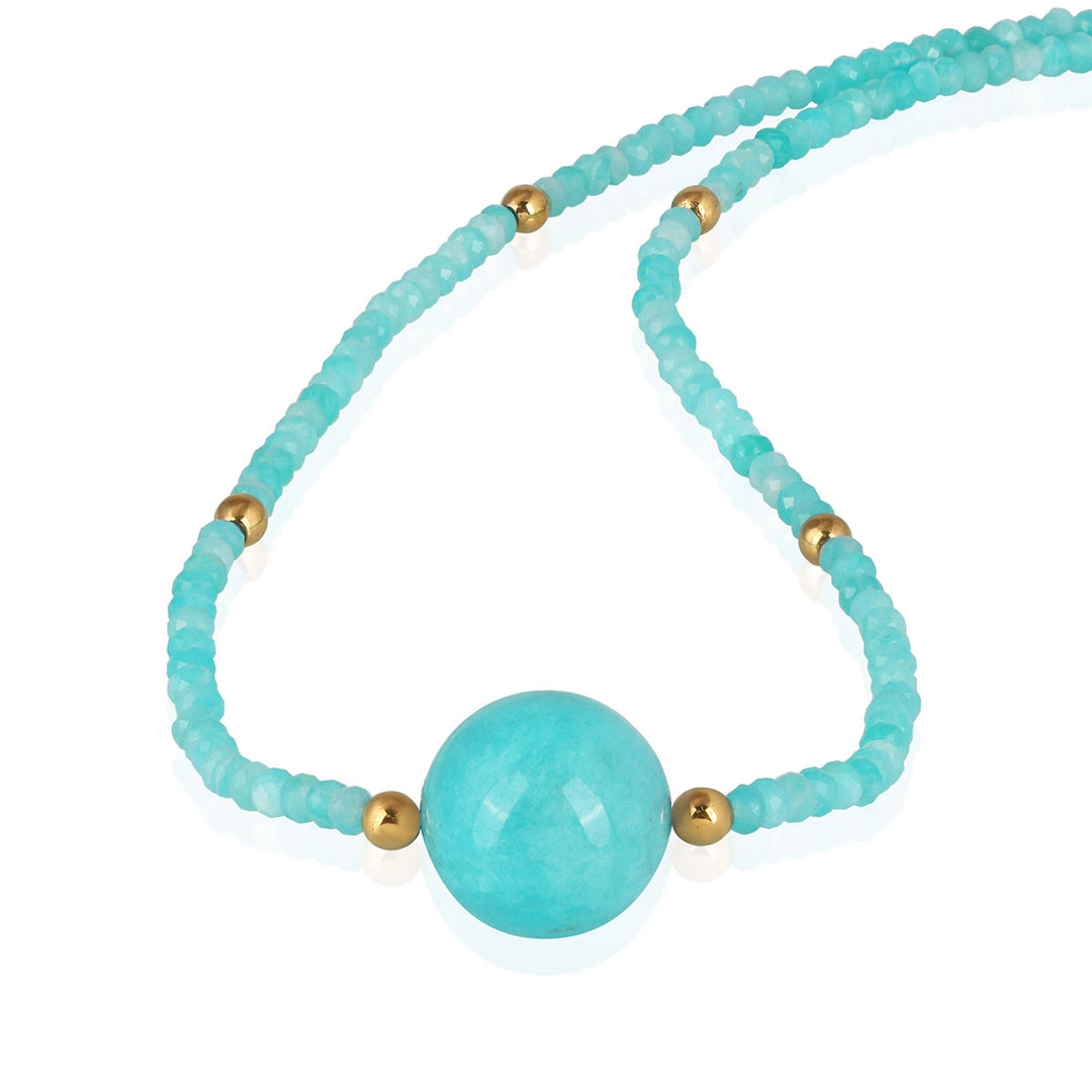 Amazonite and Hematite Silver Necklace