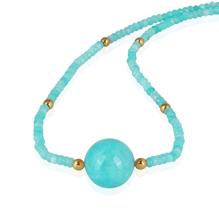 Amazonite and Hematite Silver Necklace