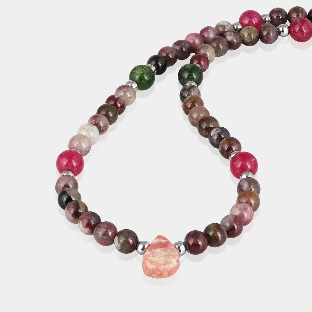 Smooth round flower tourmaline gemstone beads in plum flower color