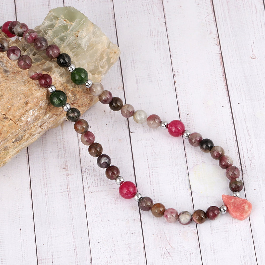 Smooth round multi tourmaline quartz gemstone beads in multicolor hues