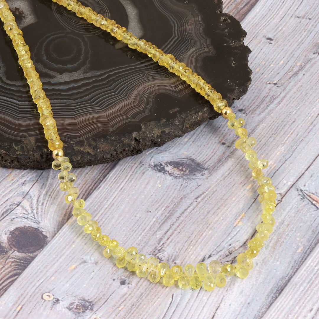 Handmade 925 silver necklace with Yellow Sapphire gemstone beads