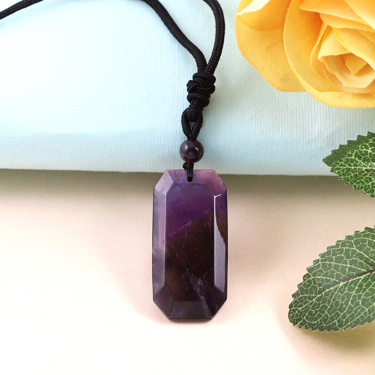 Amazon.com: Amethyst and Black Onyx Yoga Healing Crystal February  Birthstone Jewelry Long Necklace for Men : Handmade Products