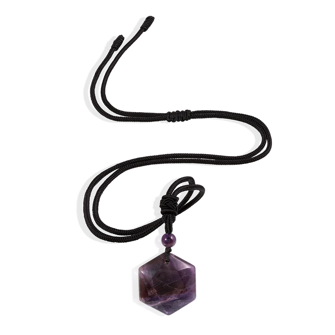 Amethyst Hexagram Rope Pendant Necklace