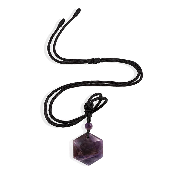 Amethyst Hexagram Rope Pendant Necklace