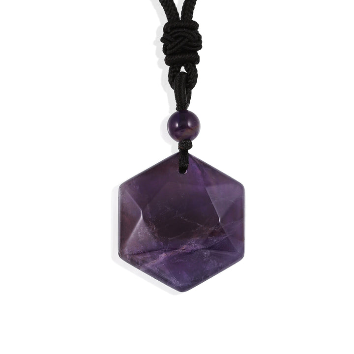 Amethyst Hexagram Rope Pendant Necklace