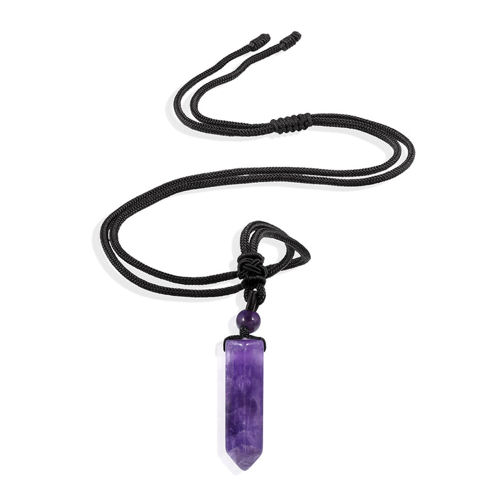 Amethyst Pencil Point Rope Pendant Necklace