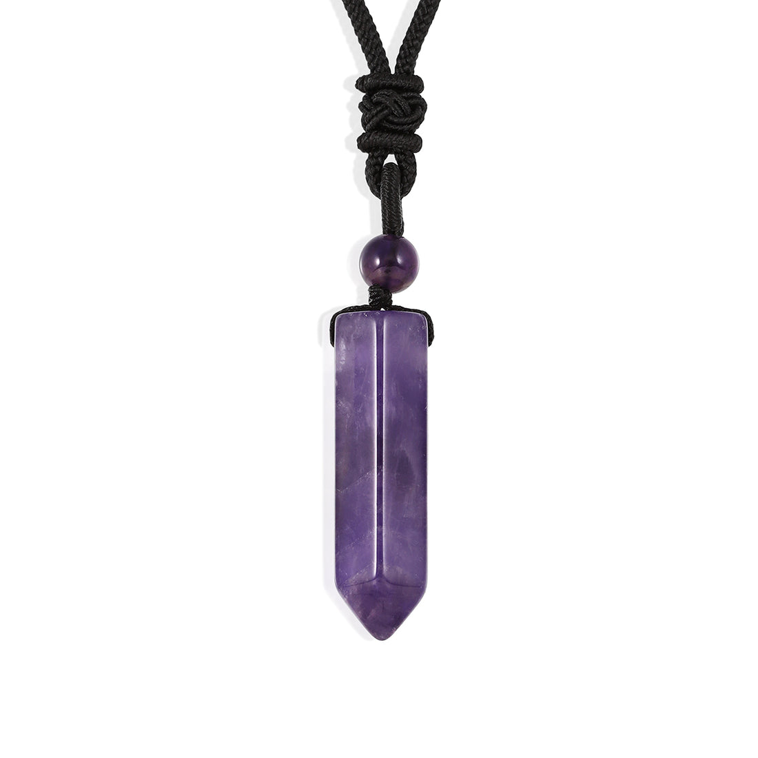  A stunning pendant necklace featuring a natural Amethyst gemstone wrapped in an intricate design.