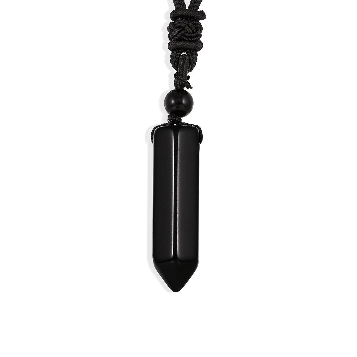 Black Onyx Pencil Point Rope Pendant Necklace